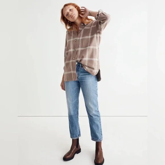 Madewell Flannel Kentwood Oversized Shirt-Jacket in Windowpane - Picture 5 of 9